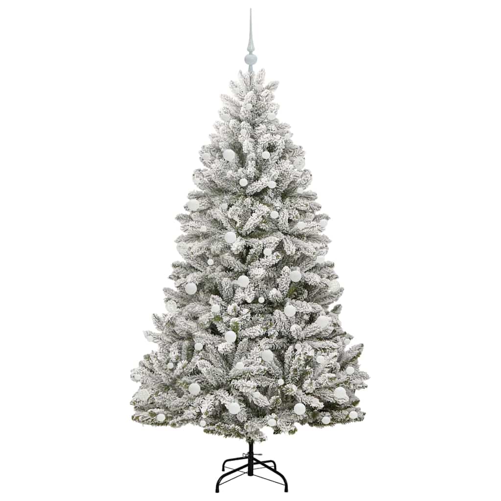 Artificial Christmas Tree Green and White 180 cm PVC and Metal
