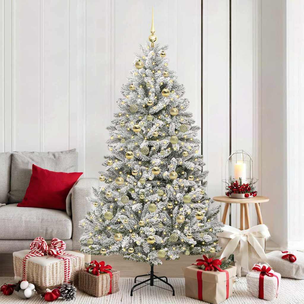 Artificial Christmas Tree Green and White 180 cm PVC and Metal