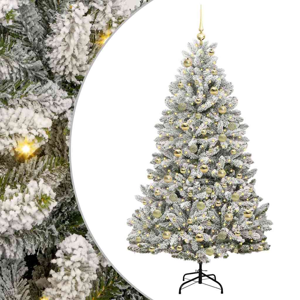 Artificial Christmas Tree Green and White 180 cm PVC and Metal