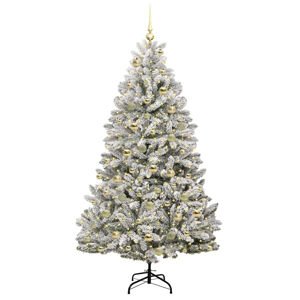 Artificial Christmas Tree Green and White 180 cm PVC and Metal