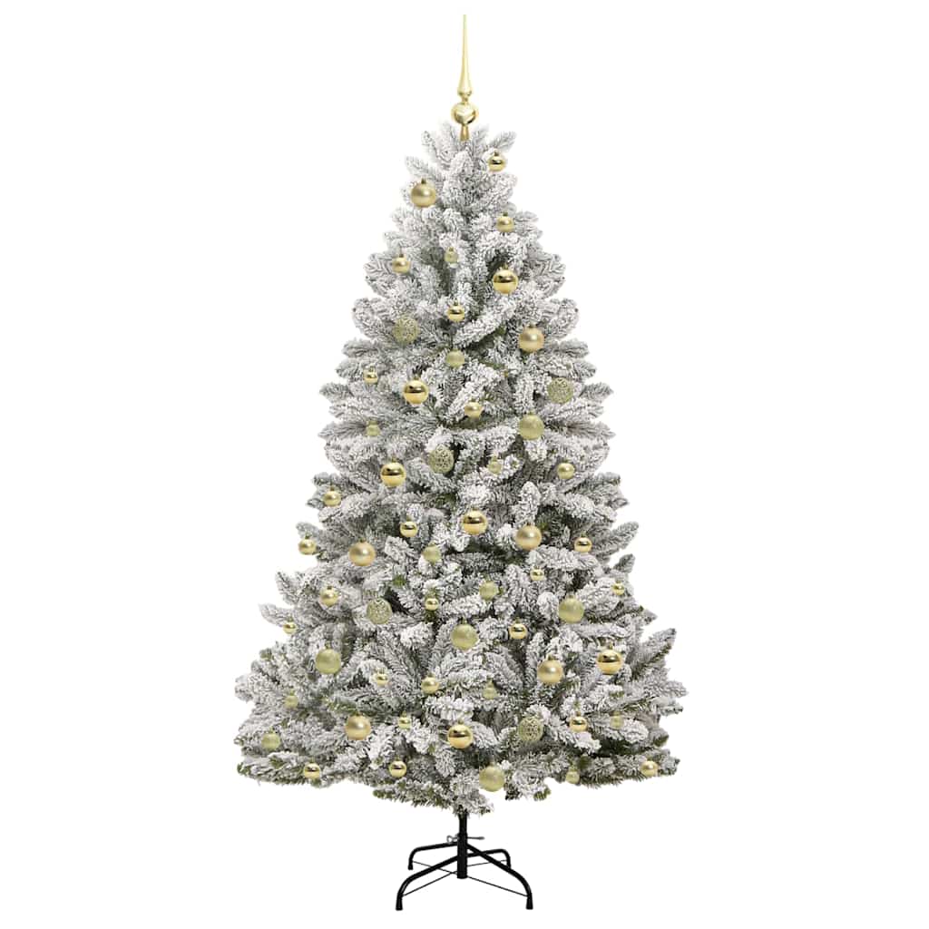 Artificial Christmas Tree Green and White 180 cm PVC and Metal