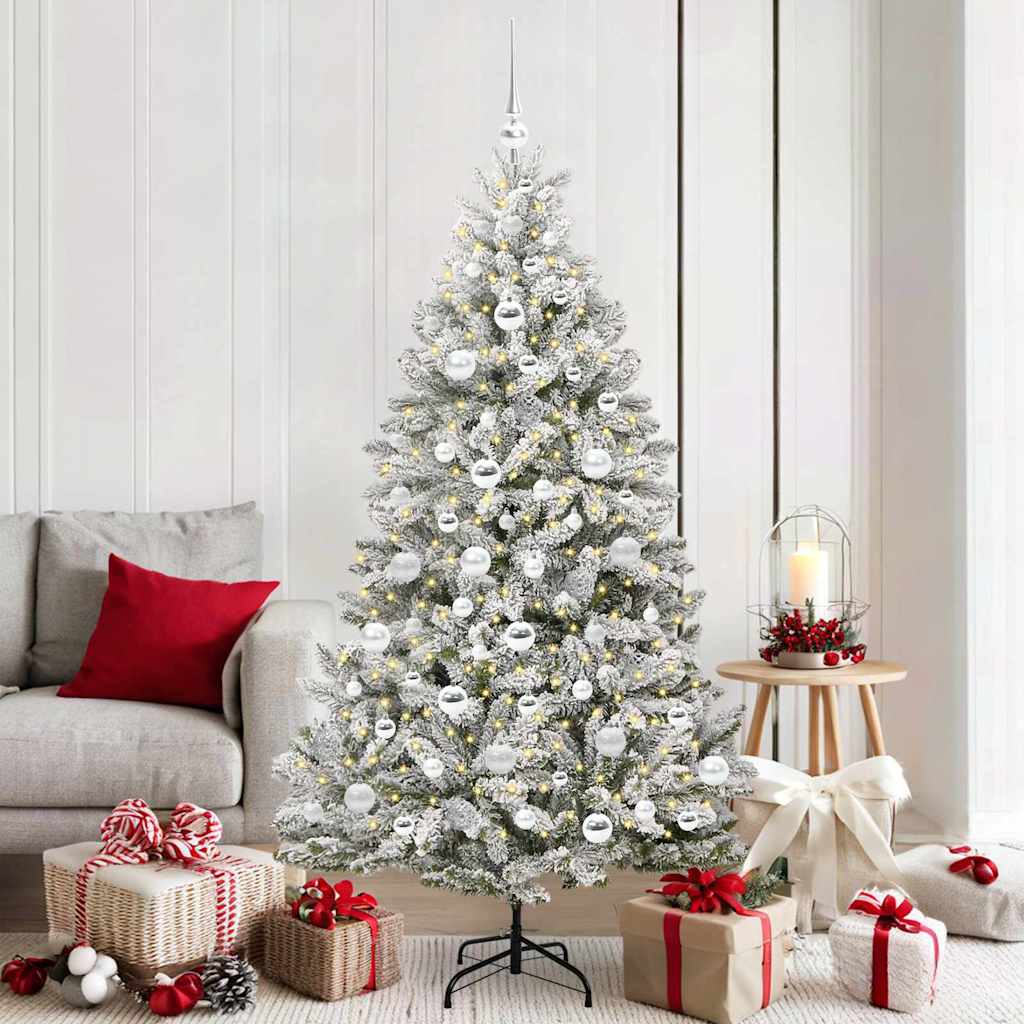 Artificial Christmas Tree Green and White 180 cm PVC and Metal