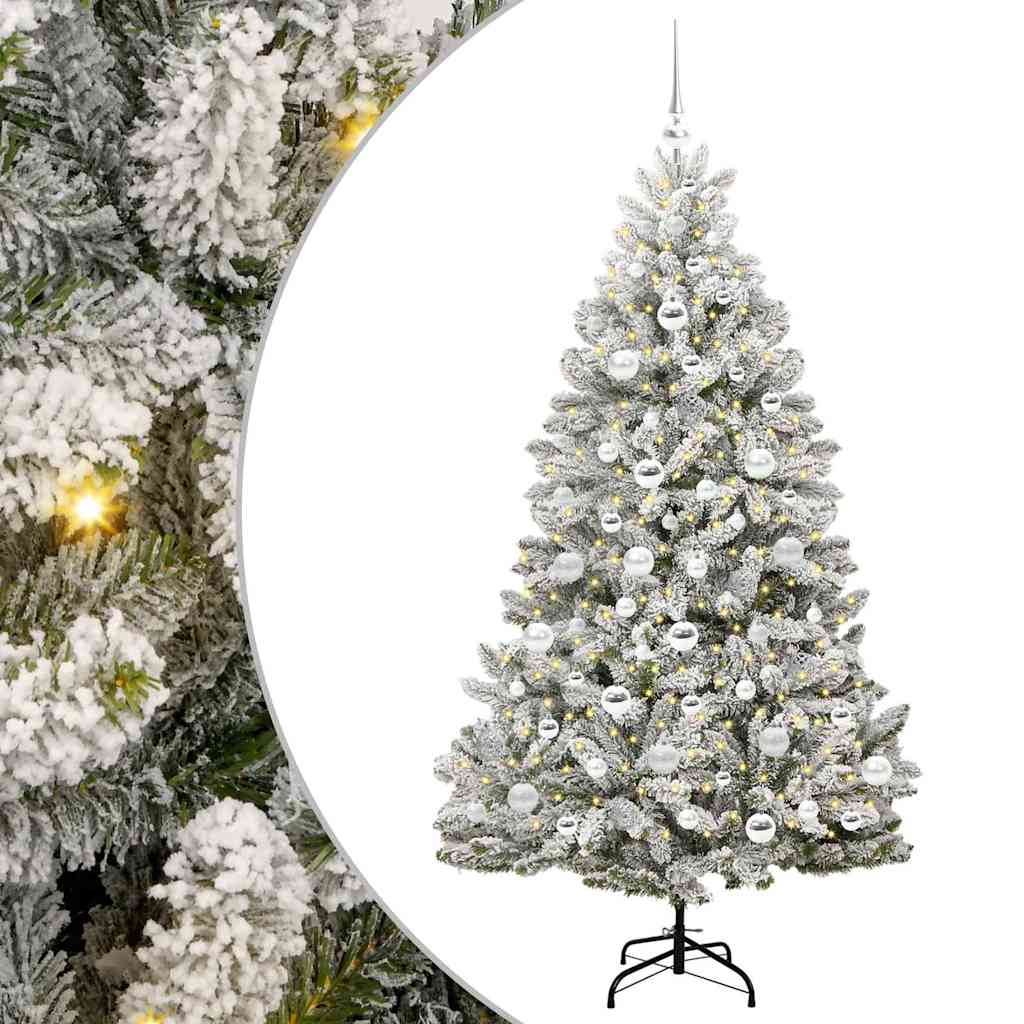 Artificial Christmas Tree Green and White 180 cm PVC and Metal
