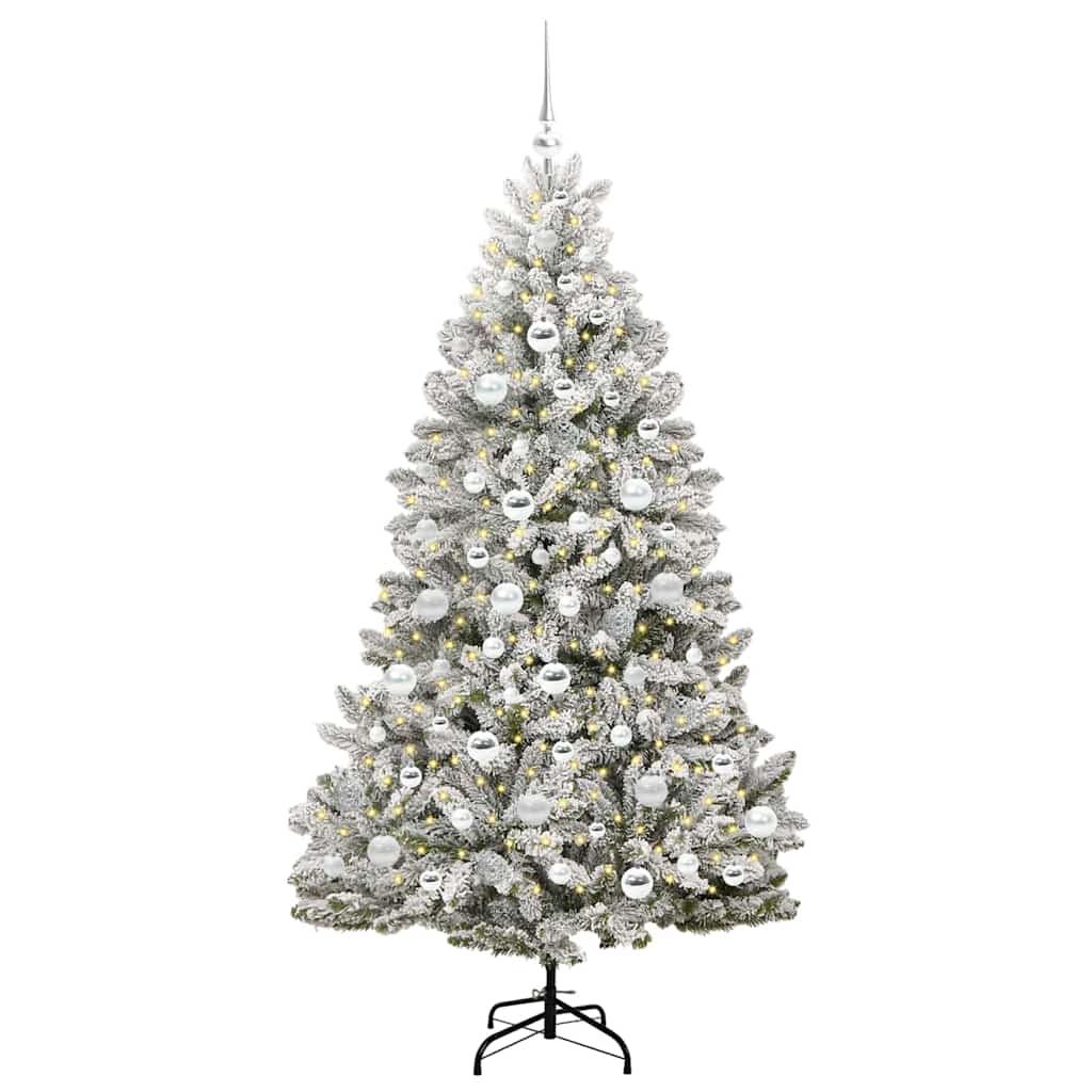 Artificial Christmas Tree Green and White 180 cm PVC and Metal