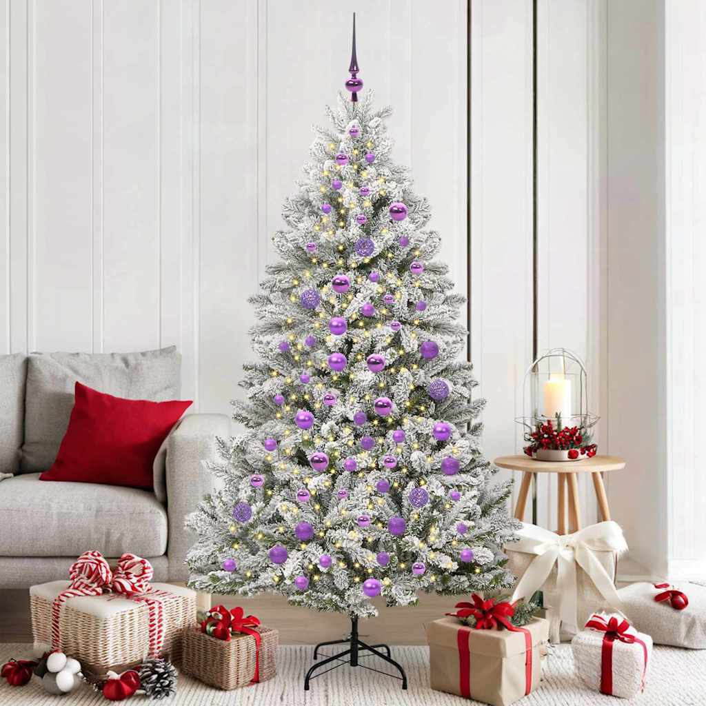 Artificial Christmas Tree Green and White 180 cm PVC and Metal