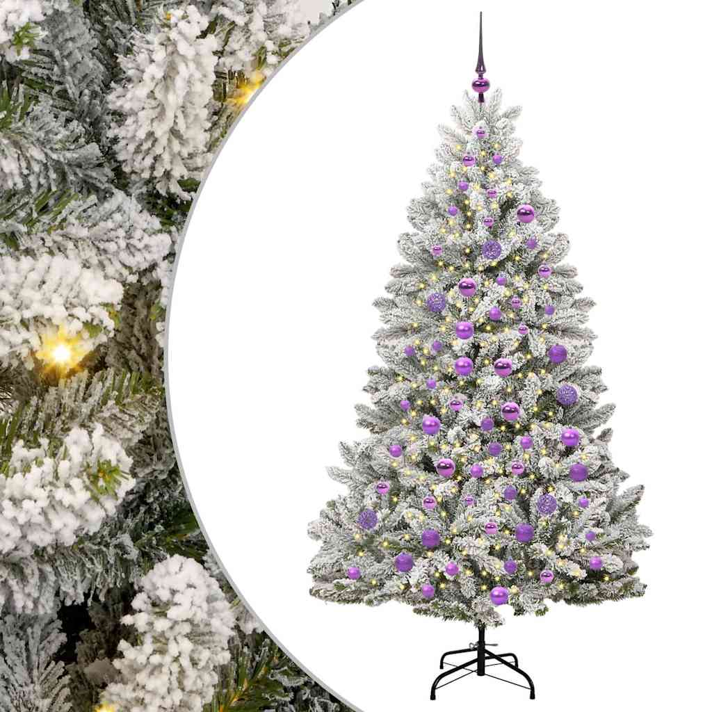 Artificial Christmas Tree Green and White 180 cm PVC and Metal