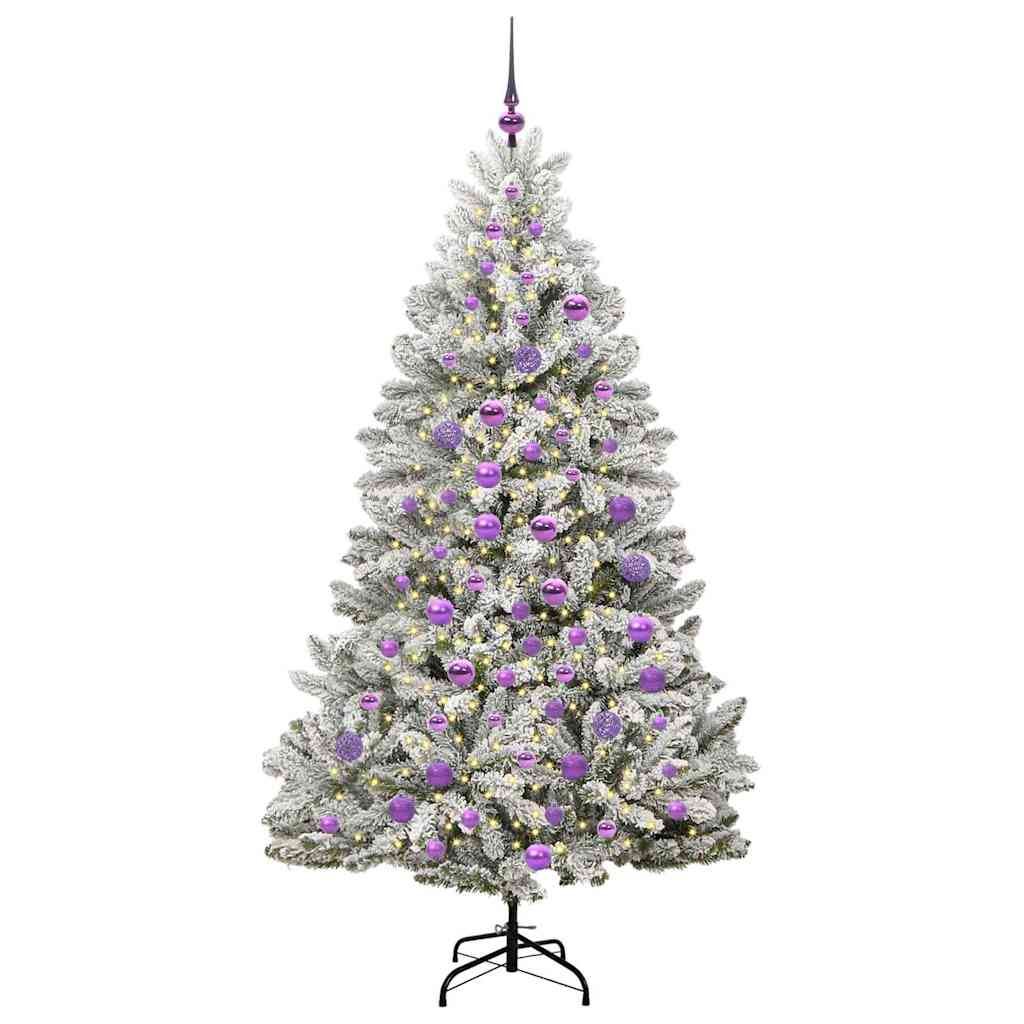 Artificial Christmas Tree Green and White 180 cm PVC and Metal