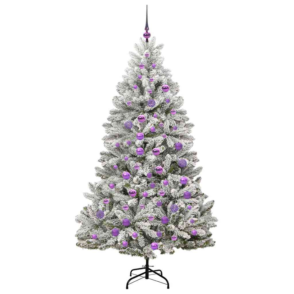 Artificial Christmas Tree Green and White 180 cm PVC and Metal