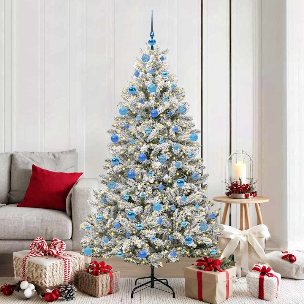 Artificial Christmas Tree Green and White 180 cm PVC and Metal