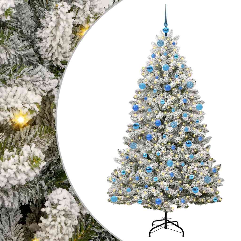 Artificial Christmas Tree Green and White 180 cm PVC and Metal