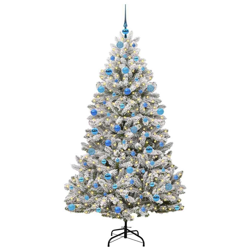 Artificial Christmas Tree Green and White 180 cm PVC and Metal