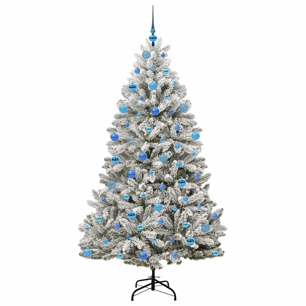 Artificial Christmas Tree Green and White 180 cm PVC and Metal