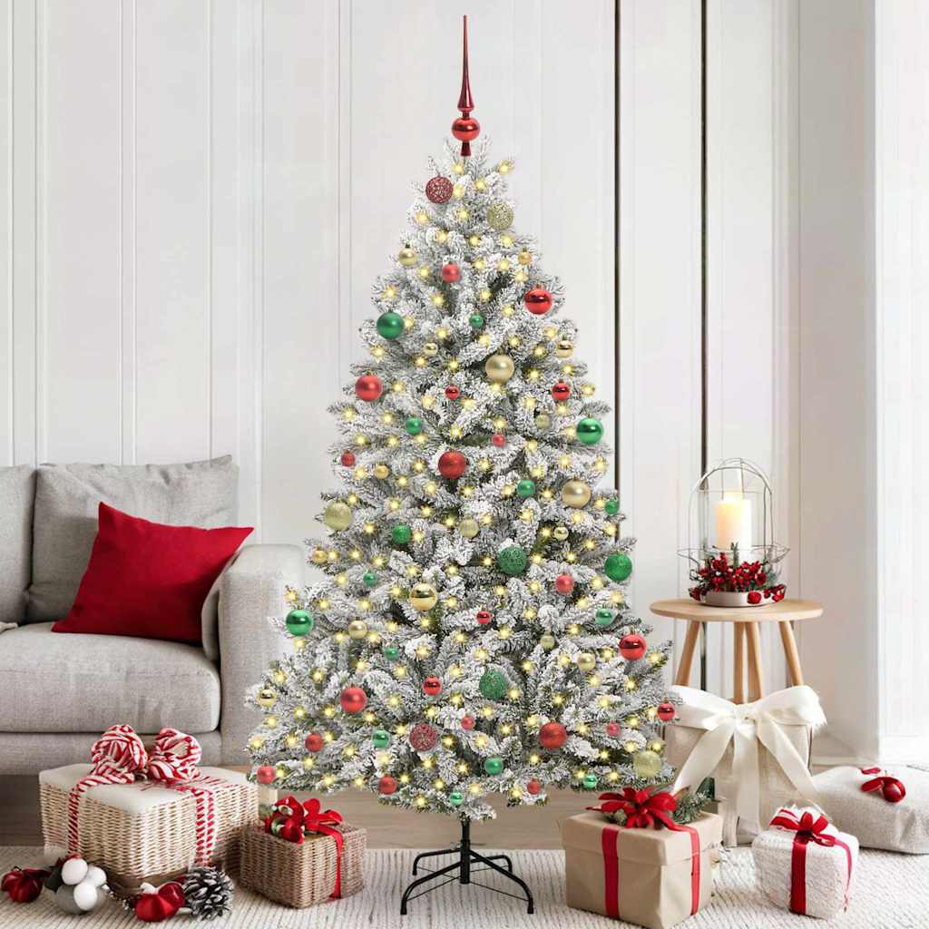 Artificial Christmas Tree Green and White 180 cm PVC and Metal