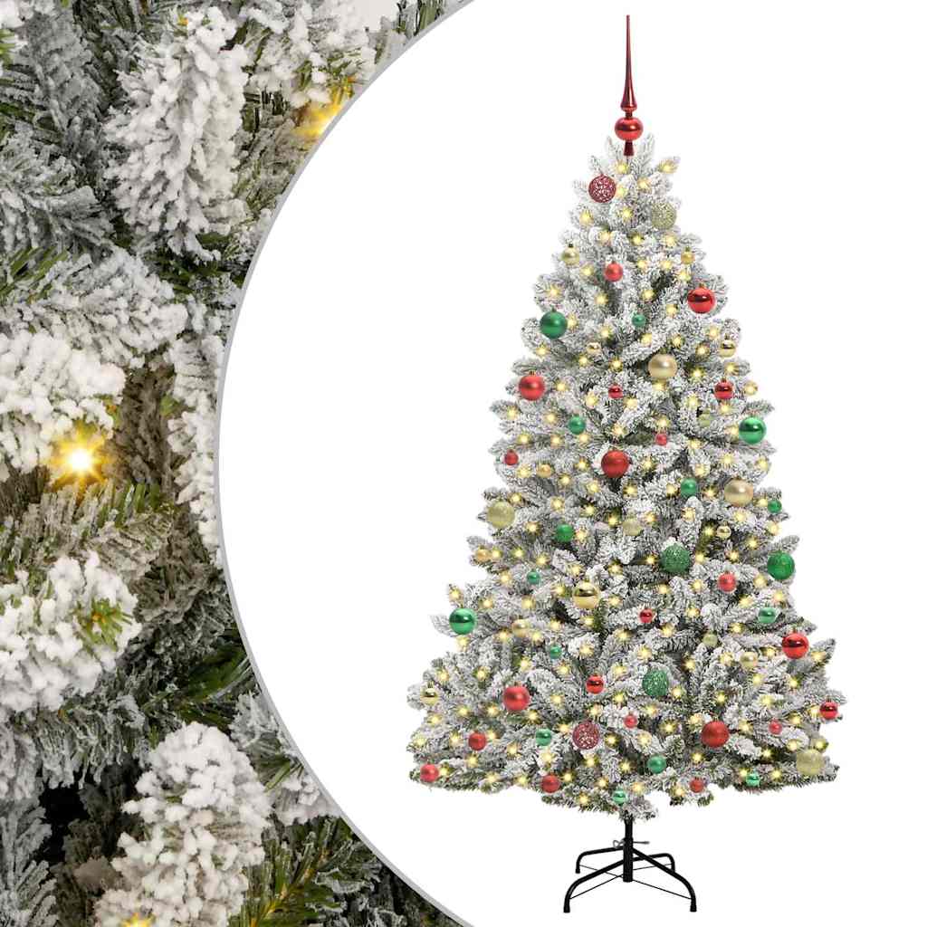 Artificial Christmas Tree Green and White 180 cm PVC and Metal