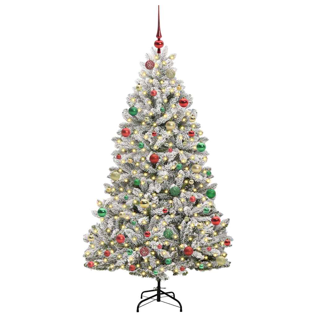 Artificial Christmas Tree Green and White 180 cm PVC and Metal