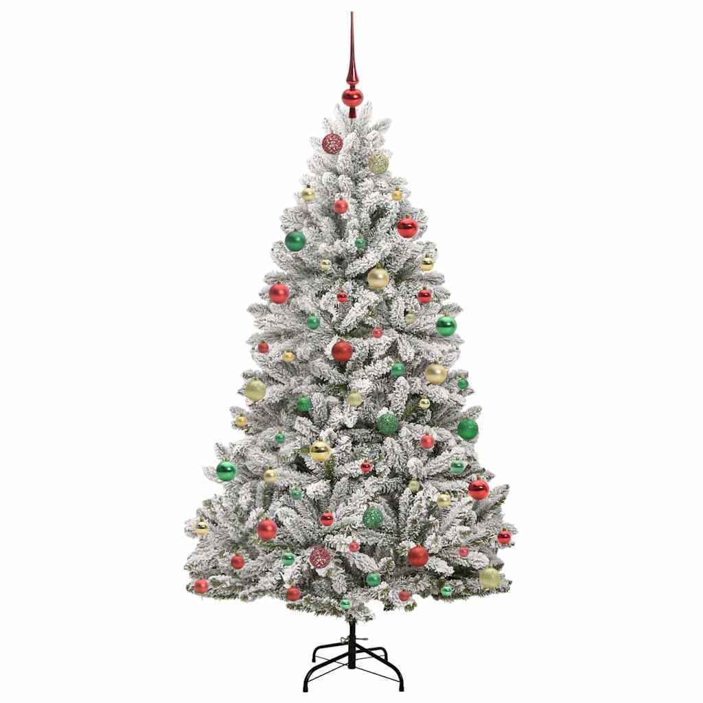Artificial Christmas Tree Green and White 180 cm PVC and Metal