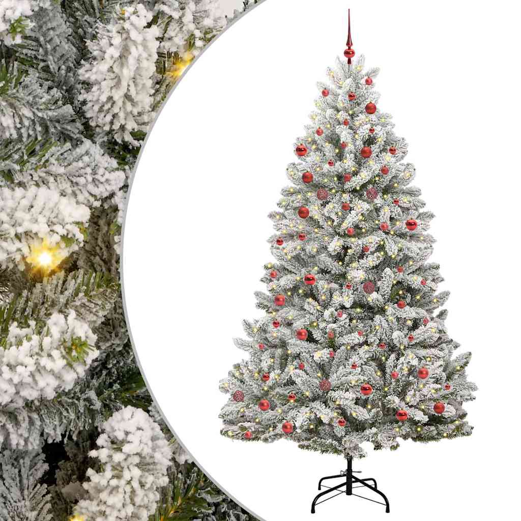 Artificial Christmas Tree Green and White 210 cm PVC and Metal