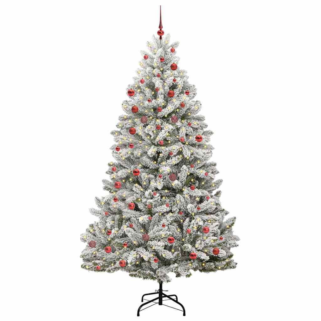 Artificial Christmas Tree Green and White 210 cm PVC and Metal