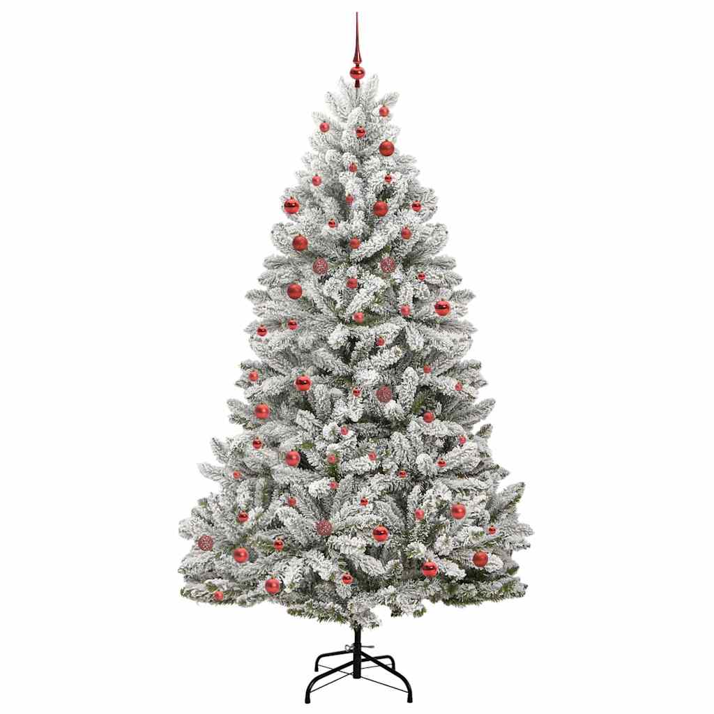 Artificial Christmas Tree Green and White 210 cm PVC and Metal