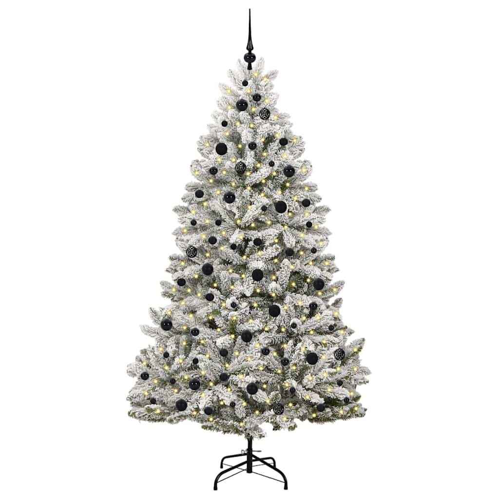 Artificial Christmas Tree Green and White 210 cm PVC and Metal