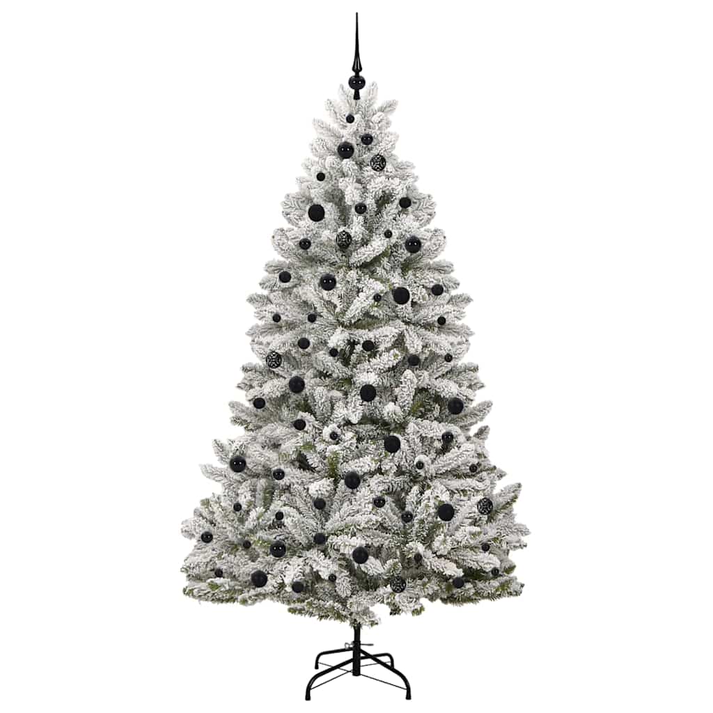 Artificial Christmas Tree Green and White 210 cm PVC and Metal