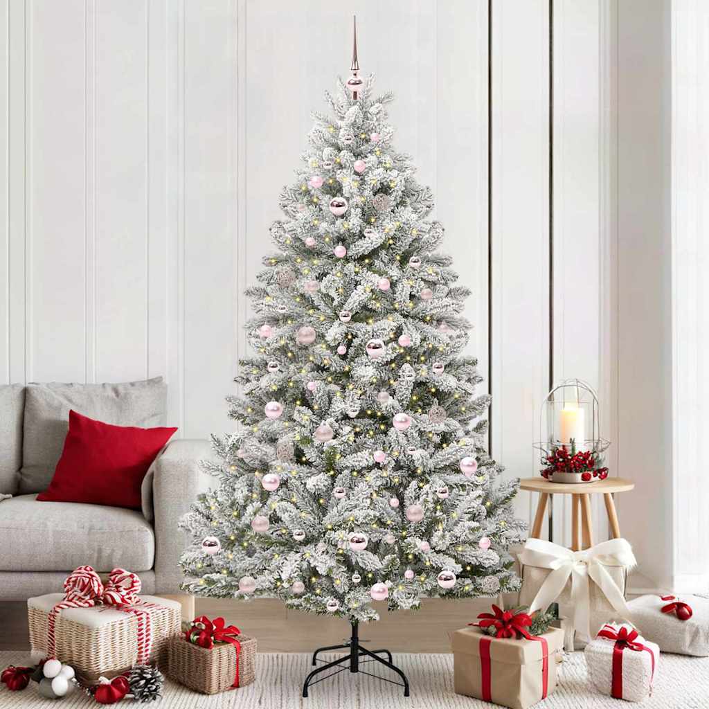 Artificial Christmas Tree Green and White 210 cm PVC and Metal