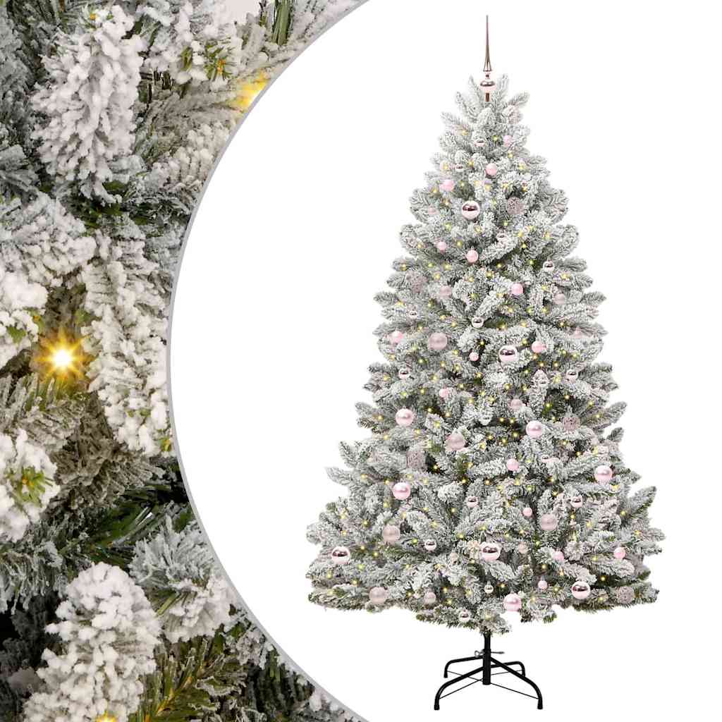 Artificial Christmas Tree Green and White 210 cm PVC and Metal
