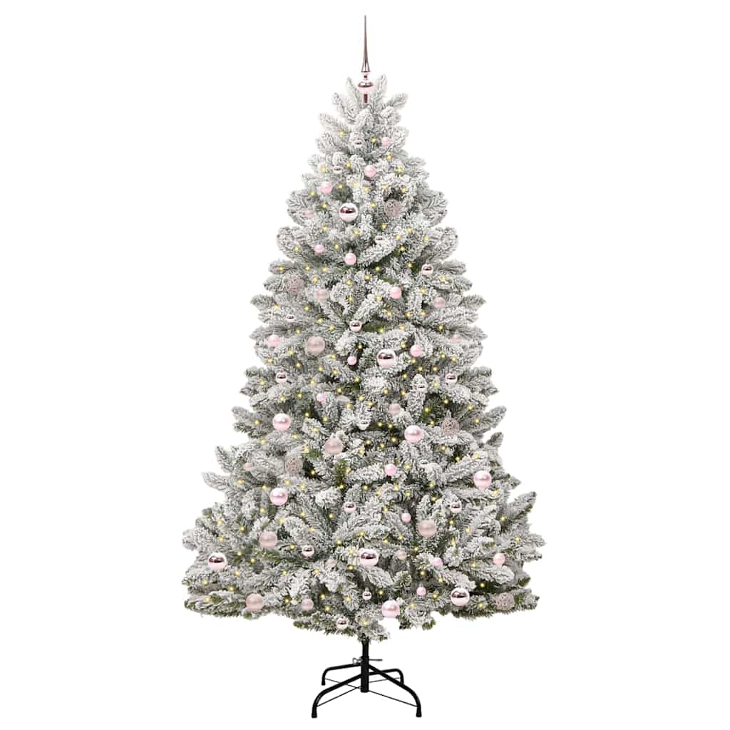 Artificial Christmas Tree Green and White 210 cm PVC and Metal