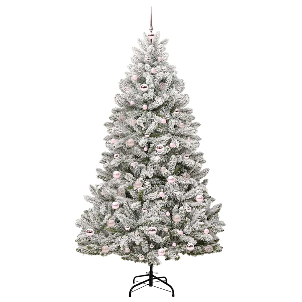 Artificial Christmas Tree Green and White 210 cm PVC and Metal