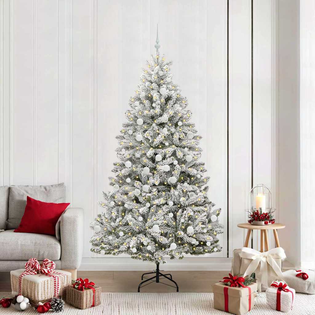 Artificial Christmas Tree Green and White 210 cm PVC and Metal