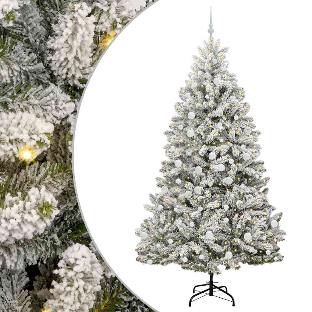 Artificial Christmas Tree Green and White 210 cm PVC and Metal