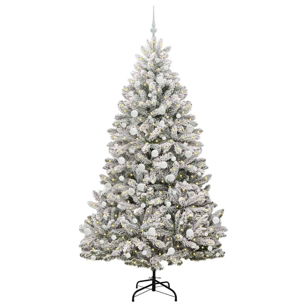 Artificial Christmas Tree Green and White 210 cm PVC and Metal