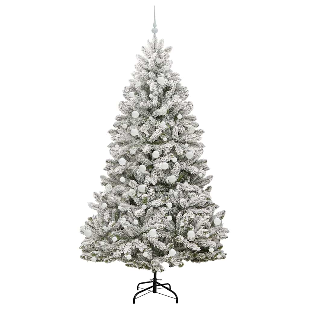 Artificial Christmas Tree Green and White 210 cm PVC and Metal