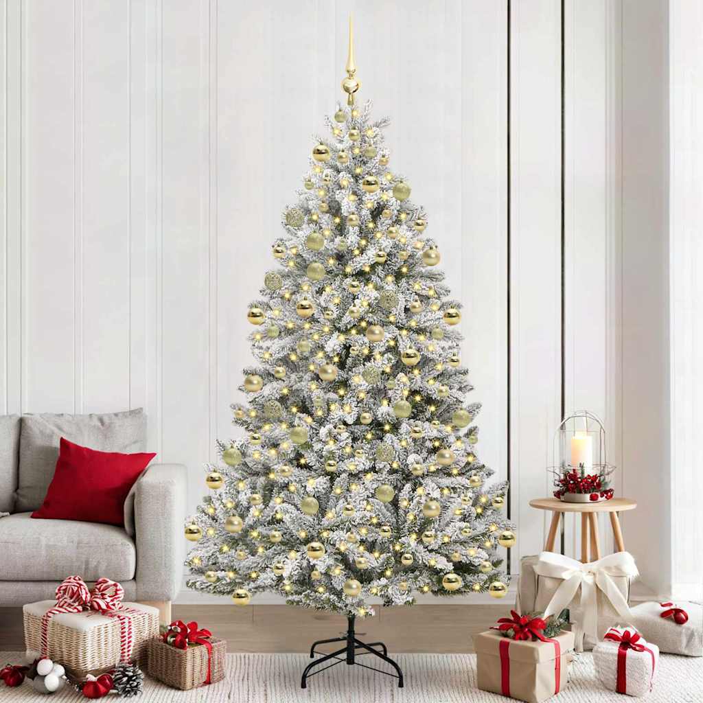 Artificial Christmas Tree Green and White 210 cm PVC and Metal