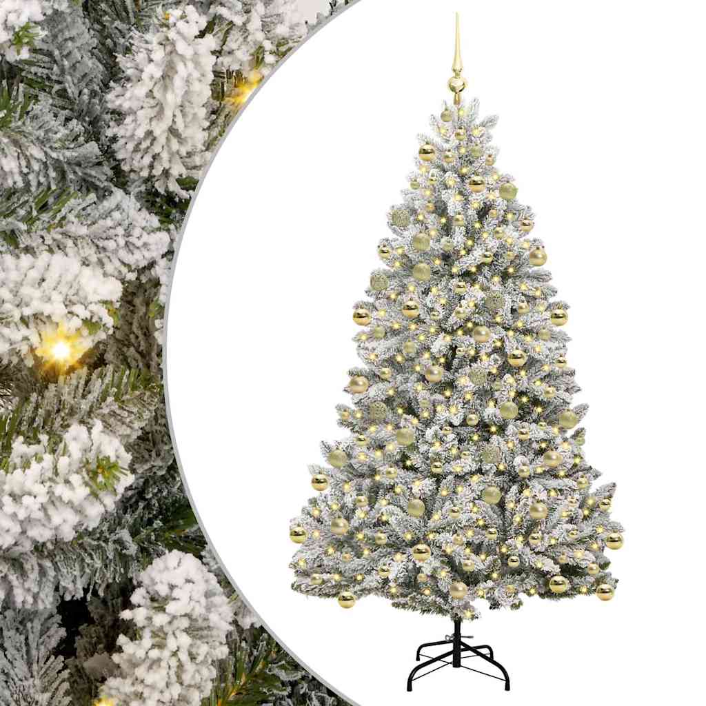 Artificial Christmas Tree Green and White 210 cm PVC and Metal