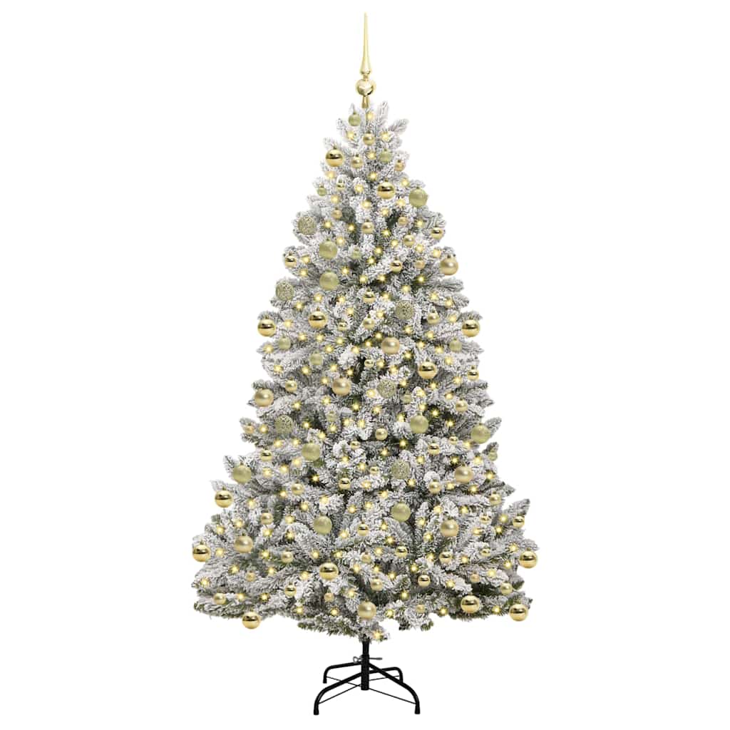 Artificial Christmas Tree Green and White 210 cm PVC and Metal