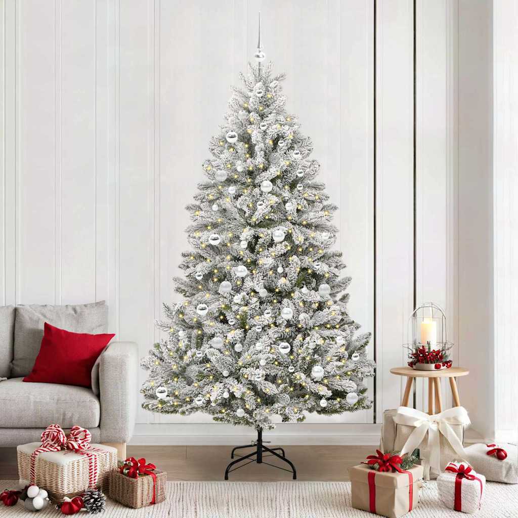 Artificial Christmas Tree Green and White 210 cm PVC and Metal