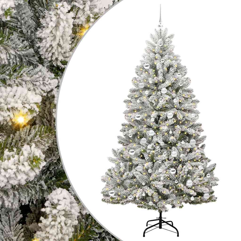 Artificial Christmas Tree Green and White 210 cm PVC and Metal