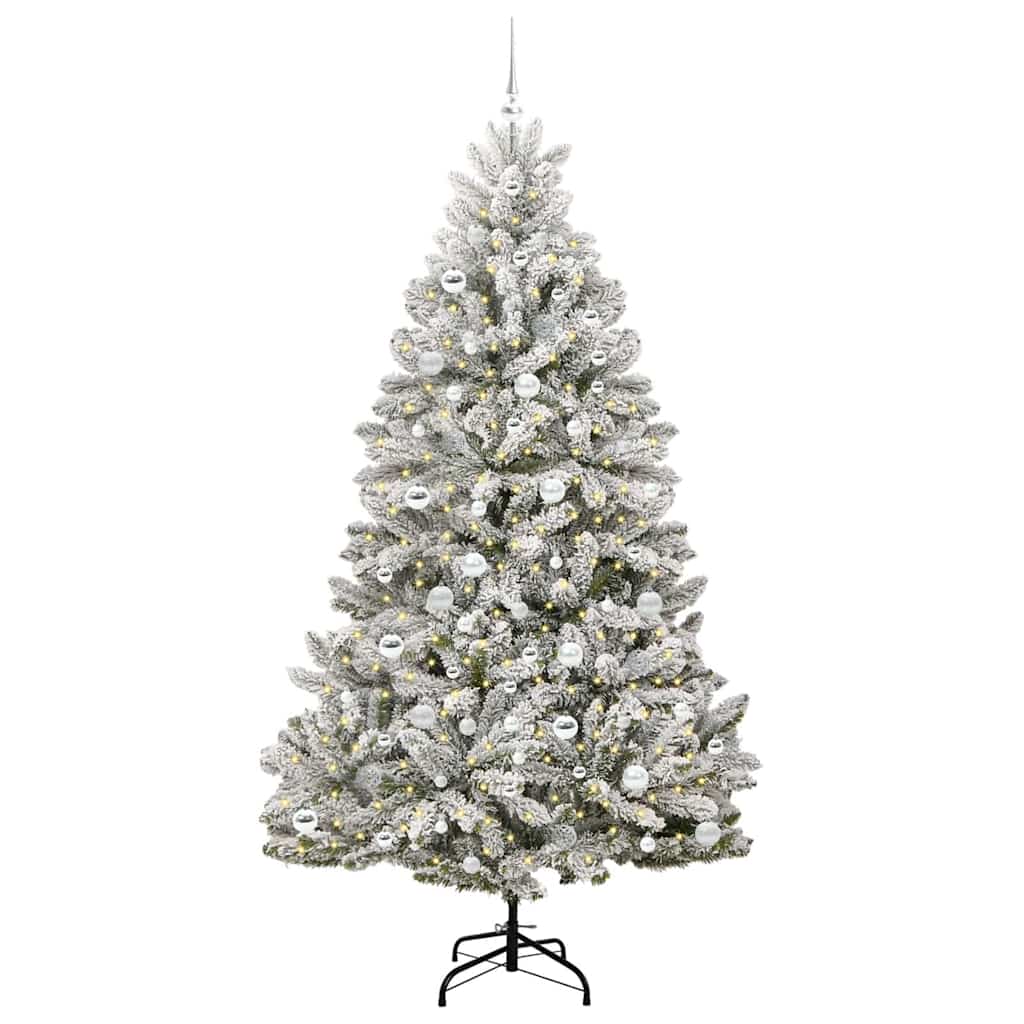 Artificial Christmas Tree Green and White 210 cm PVC and Metal