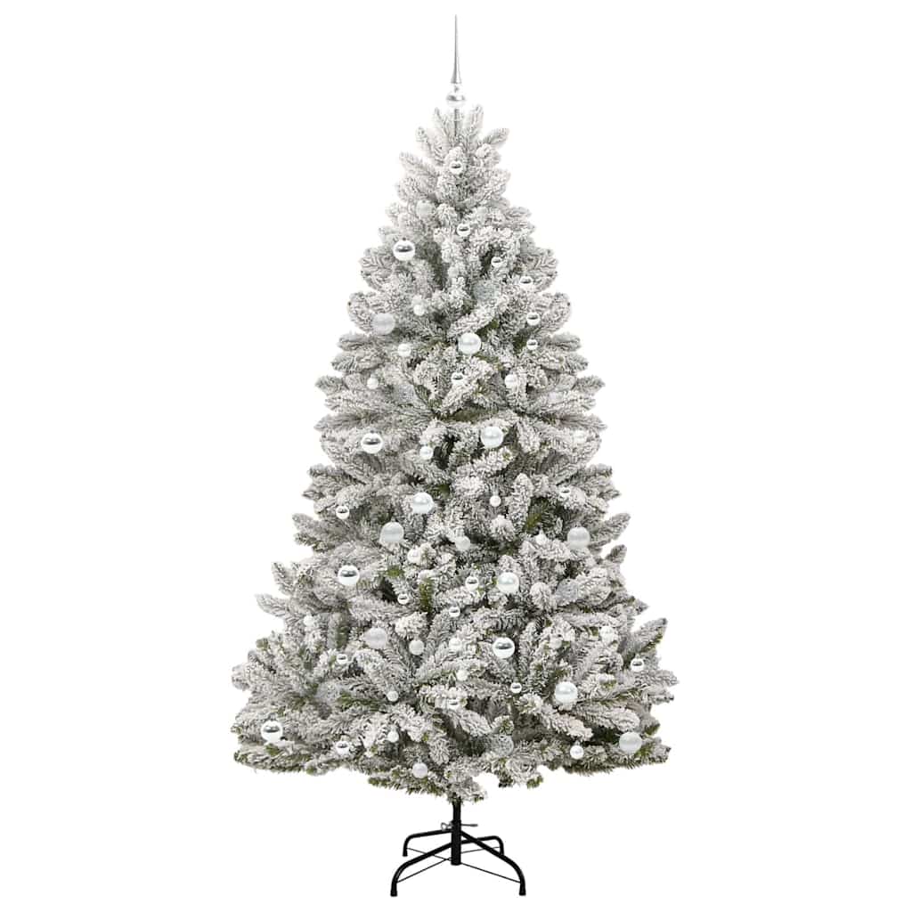 Artificial Christmas Tree Green and White 210 cm PVC and Metal