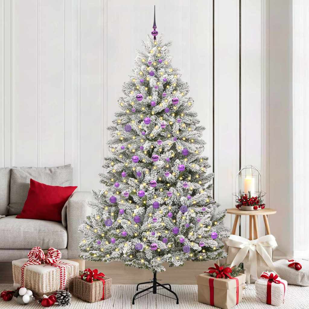 Artificial Christmas Tree Green and White 210 cm PVC and Metal