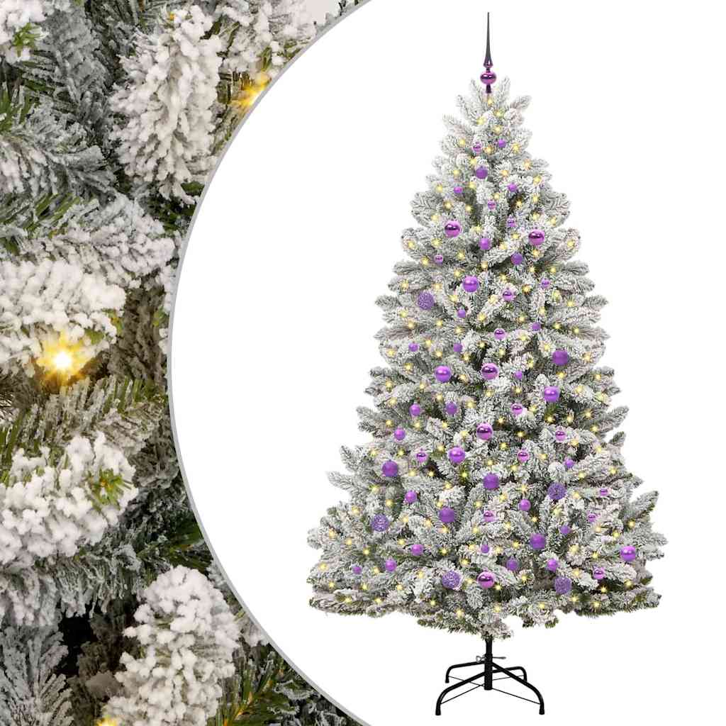 Artificial Christmas Tree Green and White 210 cm PVC and Metal