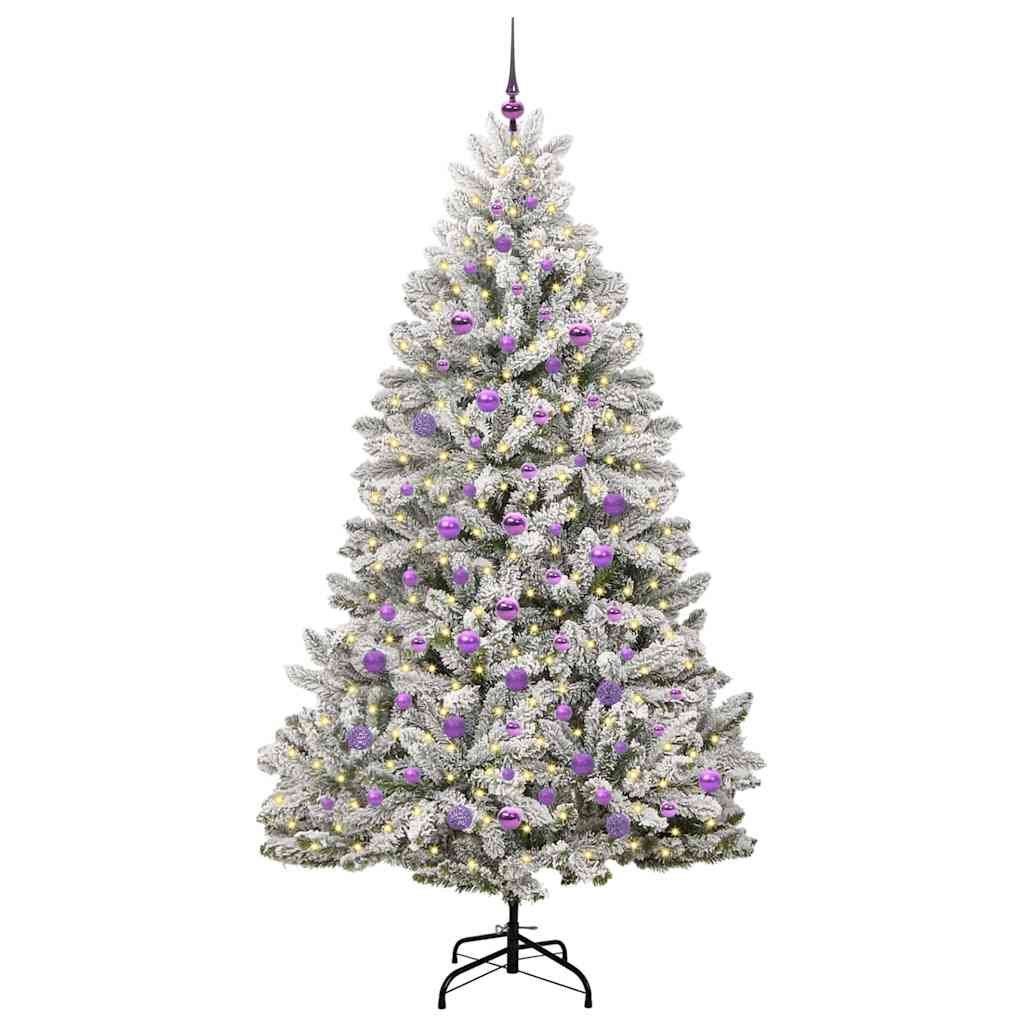 Artificial Christmas Tree Green and White 210 cm PVC and Metal