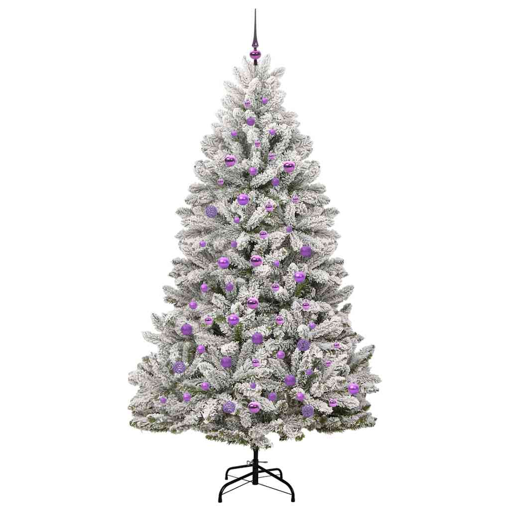 Artificial Christmas Tree Green and White 210 cm PVC and Metal