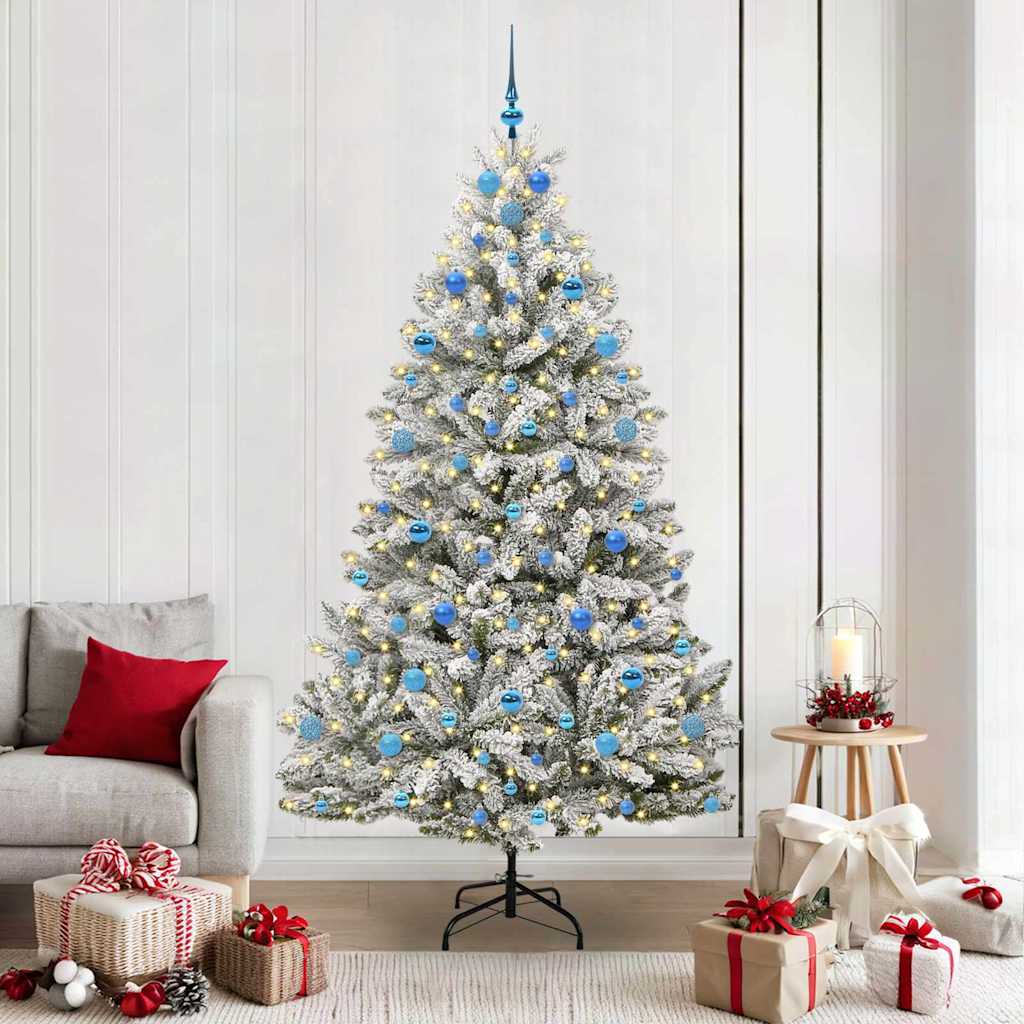 Artificial Christmas Tree Green and White 210 cm PVC and Metal