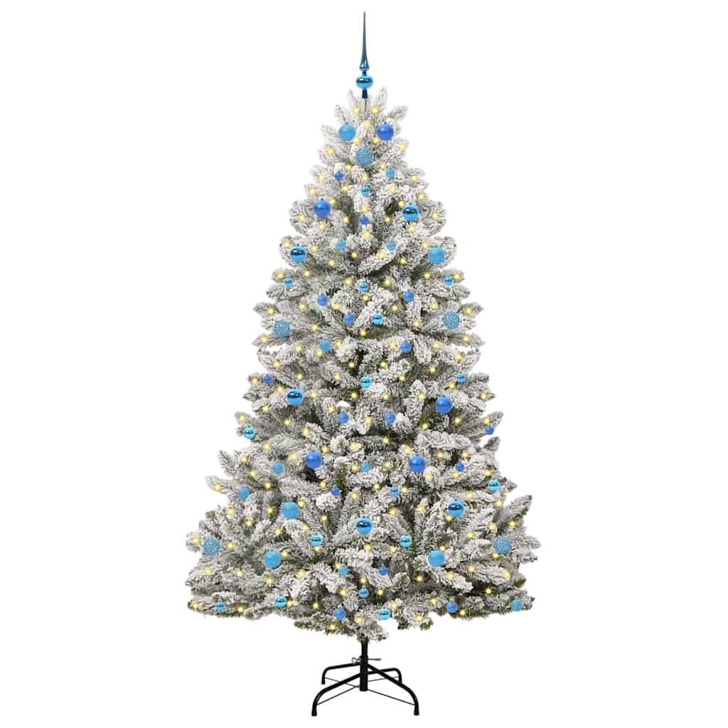 Artificial Christmas Tree Green and White 210 cm PVC and Metal