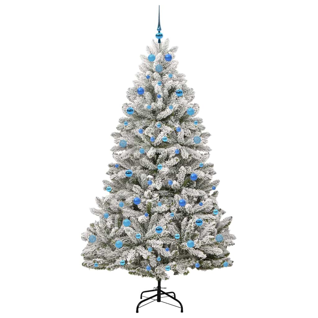 Artificial Christmas Tree Green and White 210 cm PVC and Metal