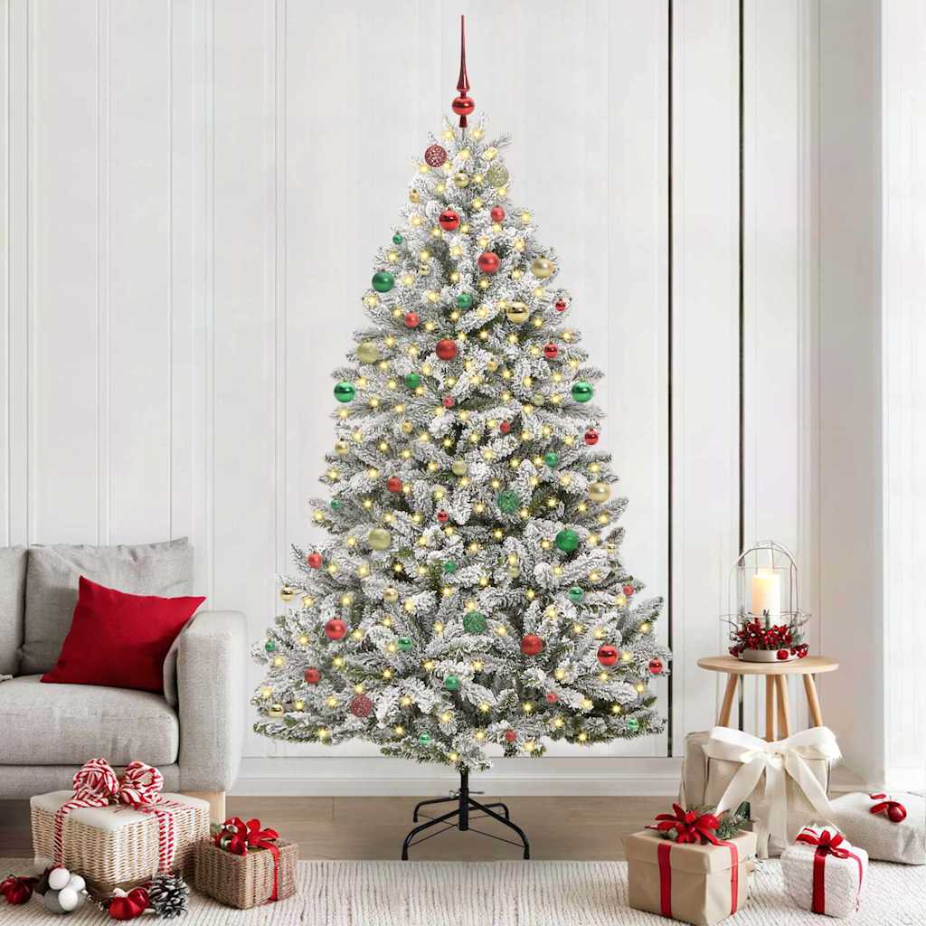 Artificial Christmas Tree Green and White 210 cm PVC and Metal