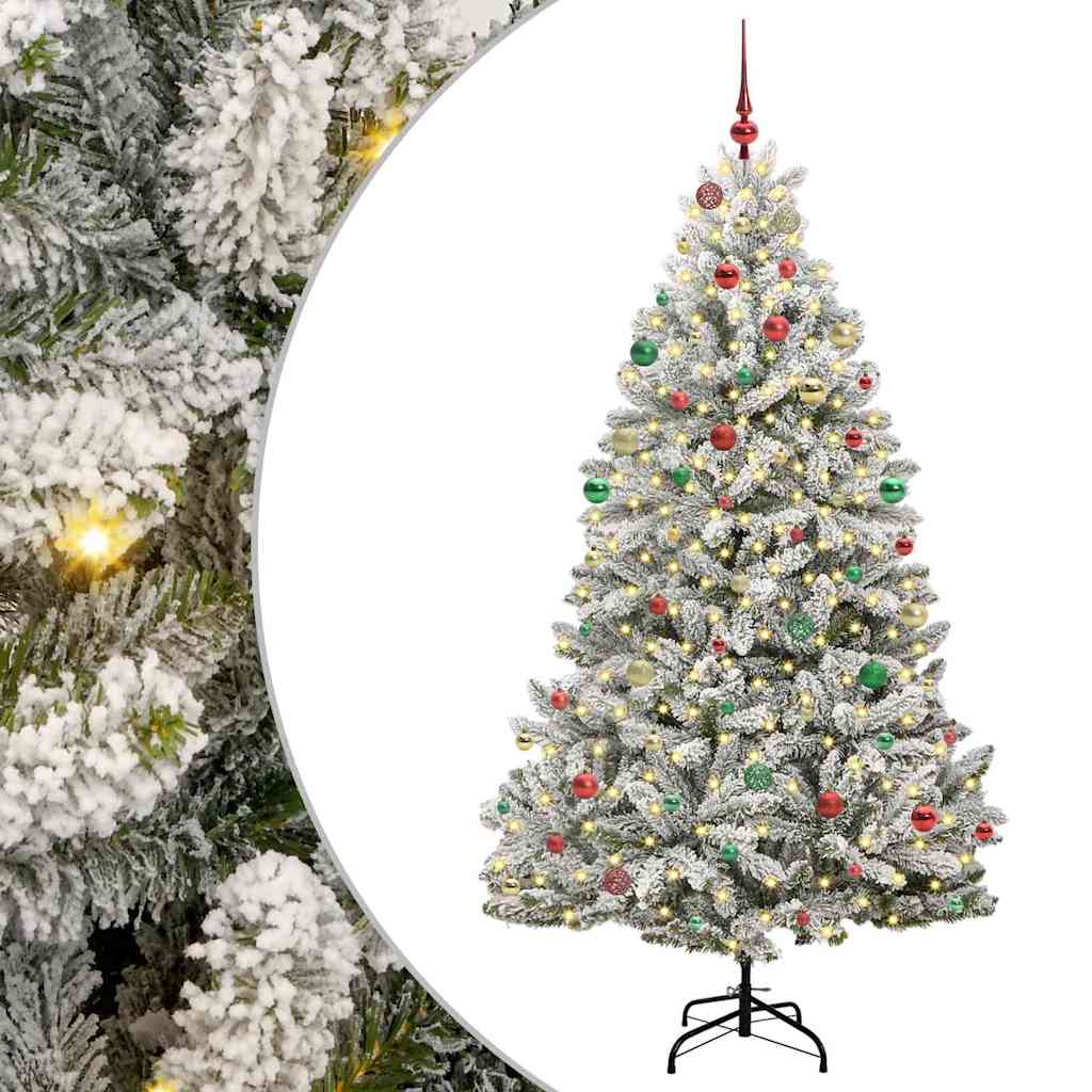 Artificial Christmas Tree Green and White 210 cm PVC and Metal