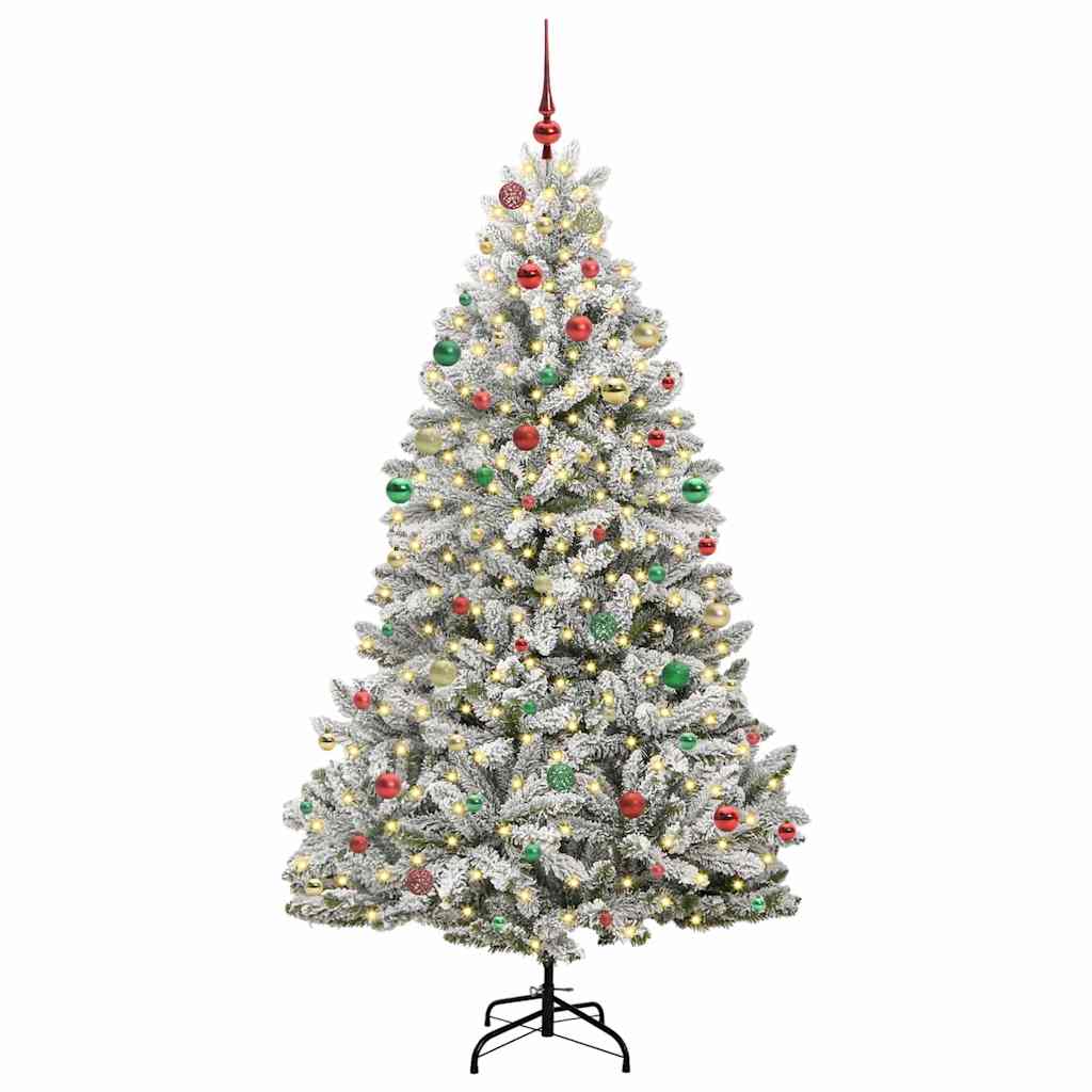 Artificial Christmas Tree Green and White 210 cm PVC and Metal